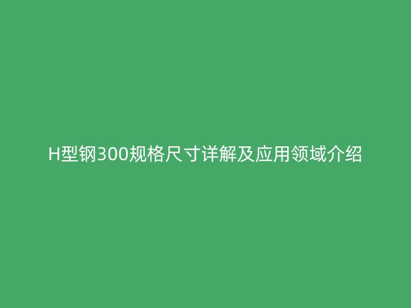 H型鋼300規(guī)格尺寸詳解及應用領域介紹