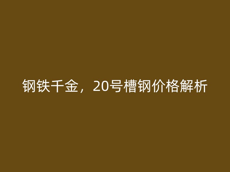 鋼鐵千金，20號槽鋼價格解析